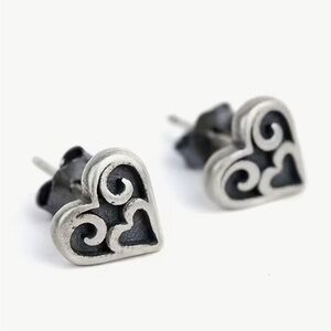 Elegant Silver Heart Swirl Earrings